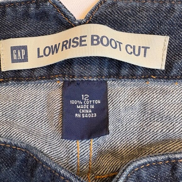 Vintage Y2K Gap Low Rise Boot Cut Side Zip Jeans Dark Wash Size 12 - Picture 2 of 8